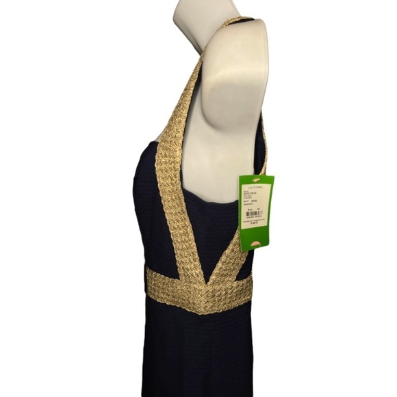 Lilly Pulitzer Eliana True Navy Braided Gold Cocktail Shift Dress - Picture 7 of 13